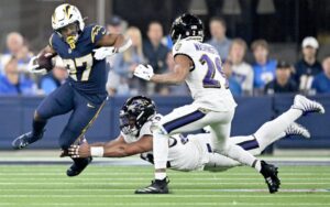 Chargers RB J.K. Dobbins has sprained knee, likely out